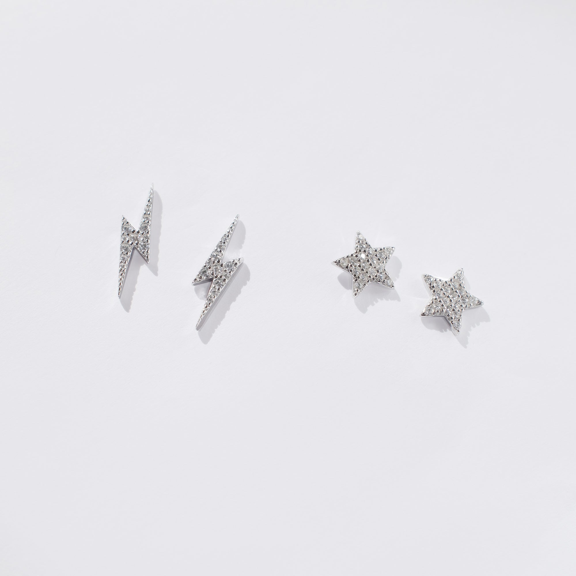 Sterling silver diamante lightning bolt stud earrings, Angel Rocks 