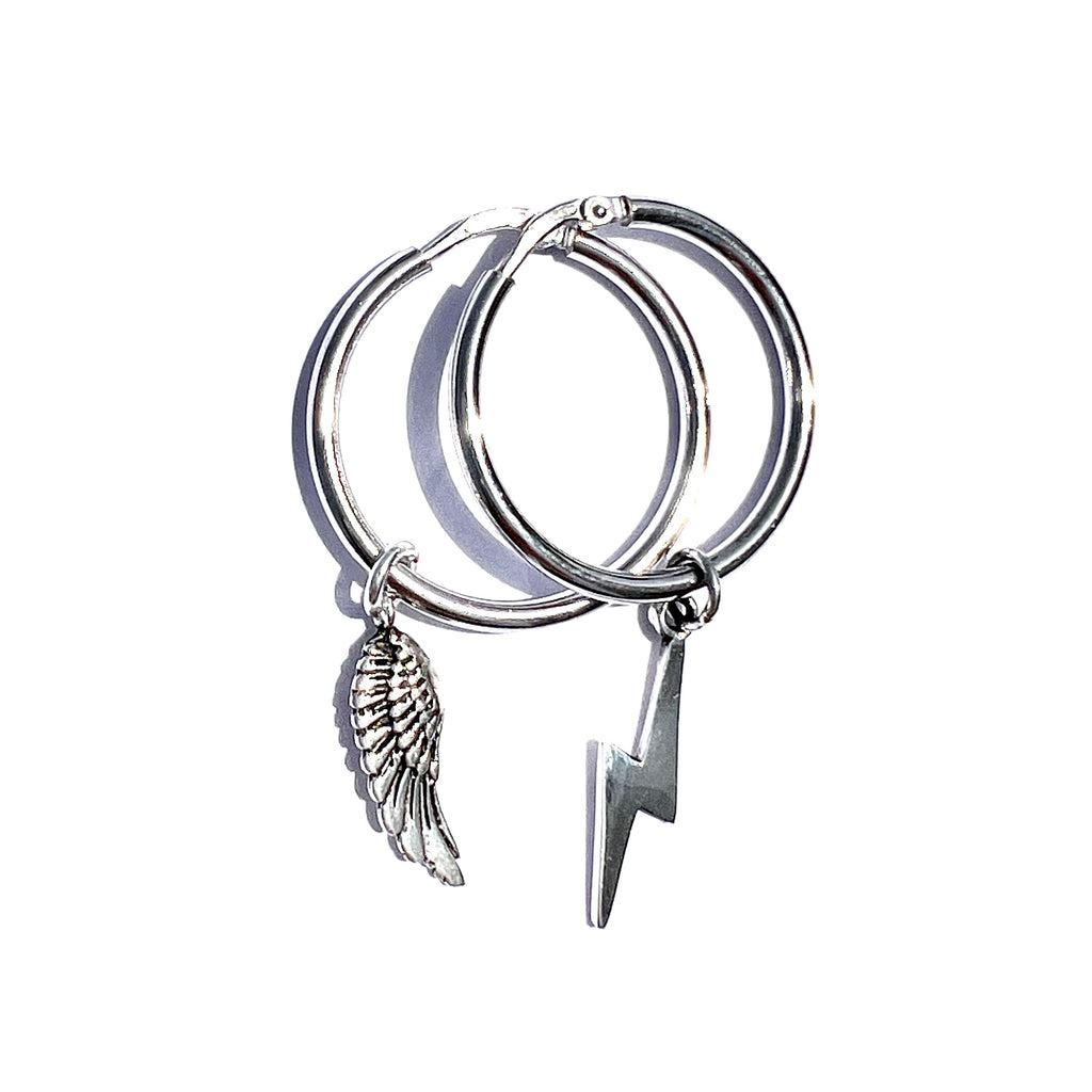 Silver Pave Angel Wing Hoop Earrings  Our Faith Can Move Mountains