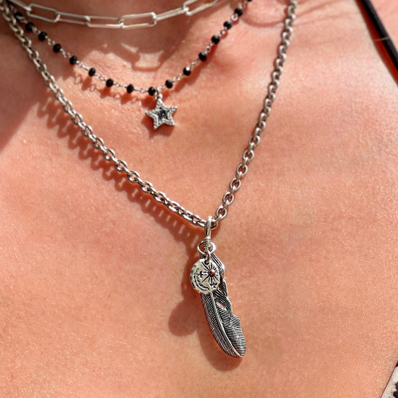 Silver feather clearance necklace meaning