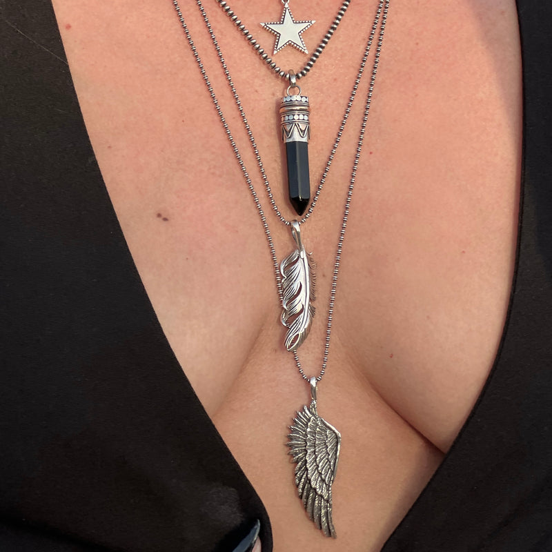 Large Angel Wing Long Necklace